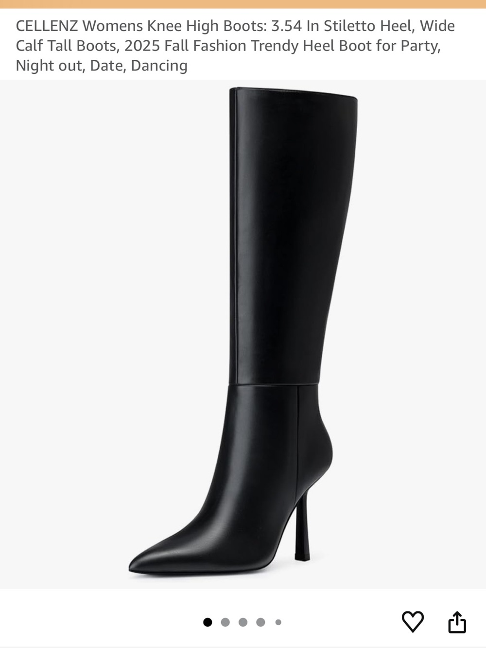 Black Pointed-Toe Knee-High Stiletto Boots